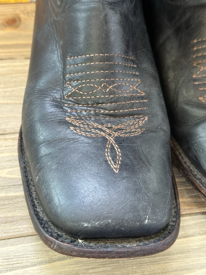Ferrini Western Cowboy Boots Square Toe Black Size 9 EE Men's Rodeo - Image 4 of 4