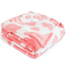 Soft Throw Blanket for Toddler Baby Size 40" x 50" 100 x 130 Cm , Pink Cow