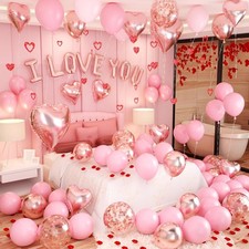 Valentines Day Balloons Kit, Valentines Day Decorations for Bedroom with Rose Go