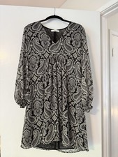 Mango Dress Black and White Paisley Long Sleeve Women's Size Medium M