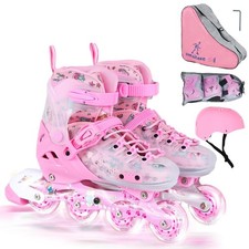 Inline Skates, Adjustable Childrens Inline Skates with Light up Wheels for Gi...