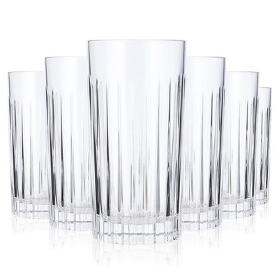 6x Tanqueray Gin Glas Gin Tonic Gläser 0,42l Longdrinkglas Relief