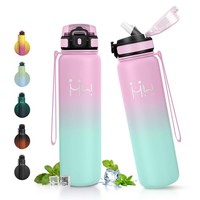 Trinkflasche Edelstahl 1L Mit Strohhalm, Bpa-Frei, Auslaufsicher, Thermoskanne