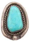 925 Sterling Silver Vintage Ring NAVAJO Turquoise Halo Roped  Sz 8.5  RG32547