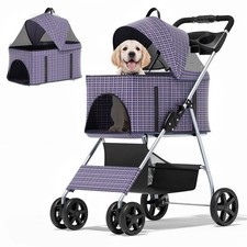 3 in 1 Foldable Pet Stroller for Small  Medium Dogs, Detachable Carrier, Car
