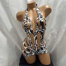 Exotic Dancer Stripper One Piece  One Pcs Romper BLACK /WHITE