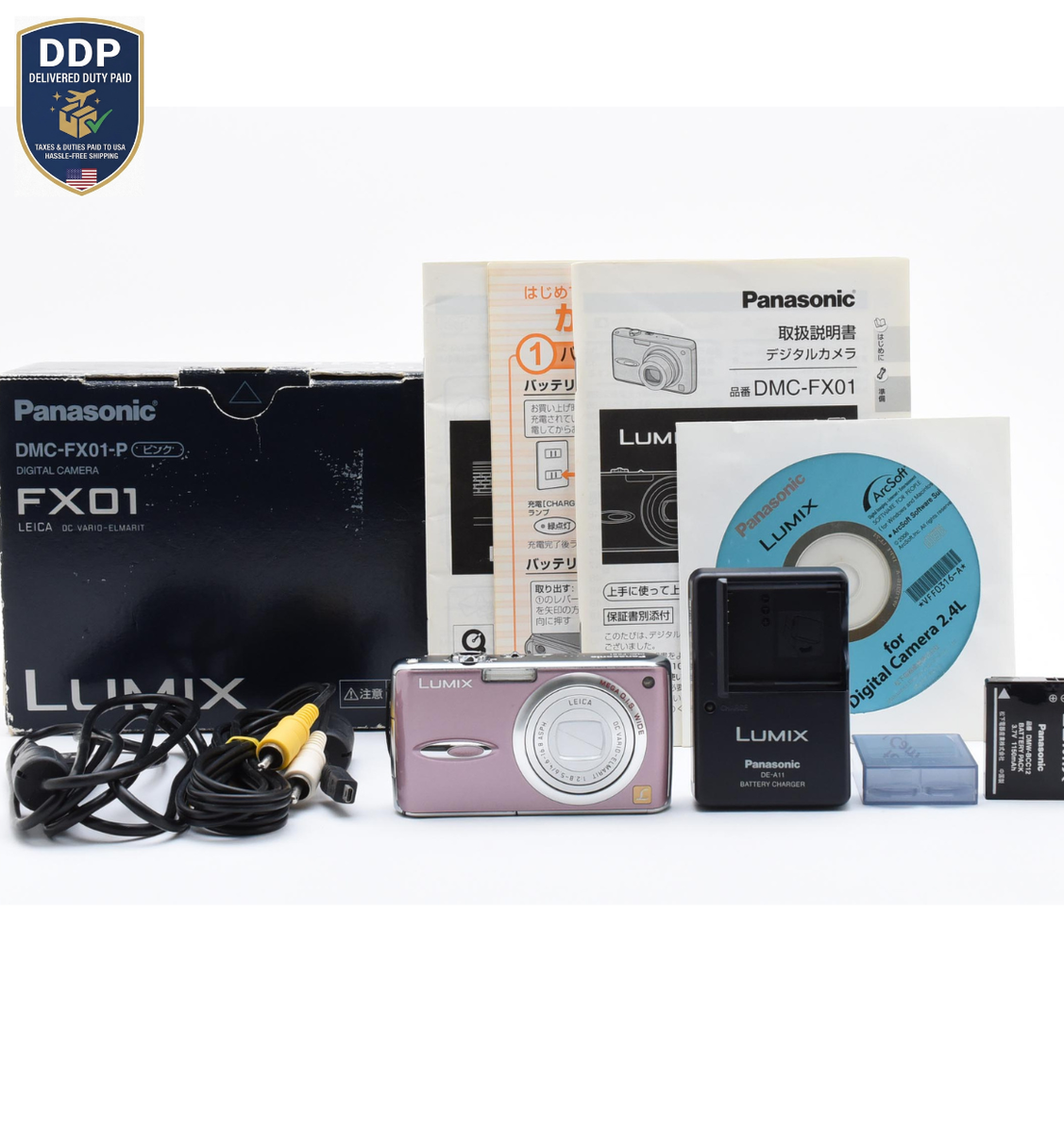 NEAR MINT w/box] Panasonic LUMIX DMC-FX01 6MP Pink Compact Digital
