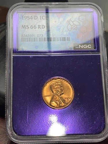 1954-D 1C RD Lincoln Wheat One Cent NGC MS66 RD