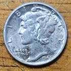 1943 Mercury Silver Dime AU-BU #AB789