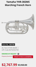 Yamaha YHR-302MS Bb Marching French Horn Silver, 3 Piston Valves, Case