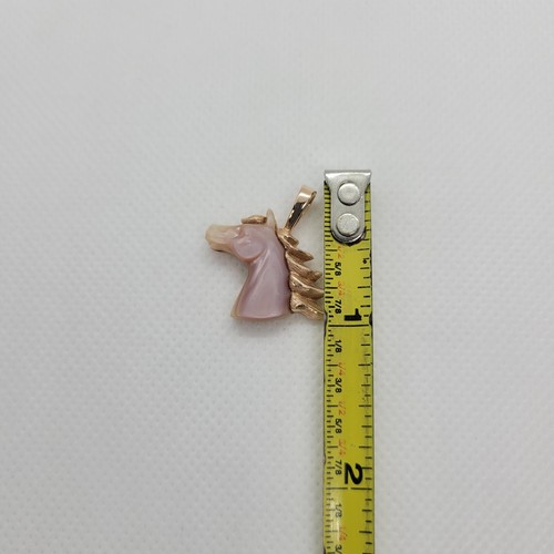 Kabana Horse Pendant 14K Rose Gold Pink Mother of Pearl Equestrian Charm Rare - Picture 10 of 11