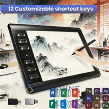 Drawing Tablet Large Area Graphics for Windows/Android/Mac 60 Tilt-Sensitive Pen