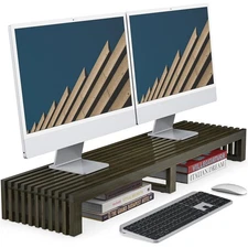 Monitor Stand Riser, 39 Inch Dual Monitor Stand for Computer Laptop, Bamboo D...