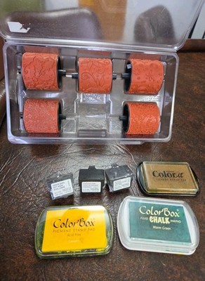Stampin Around Rubber Stamp Roll Make  1  Or 2  Plus INK NEW AND USED LOT
