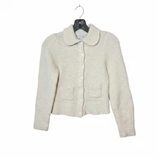 & Other Stories Paris Atelier White Angora Cardigan Peter Pan Collar S Cropped