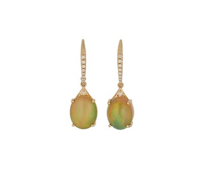 Ohrhänger 4,50 ctw äthiopischer Opal und 0,10 ctw Diamant in 14 K