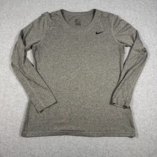 Nike Dri-FIT Womens Long Sleeve Training Shirt Heather Gray Large