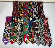 15PC Vintage Looney Tunes Cartoon Novelty Tie LOT Holiday Taz Bugs Bunny