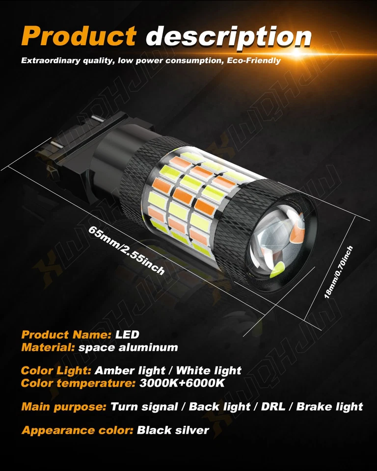 2x Doble Color 3157 Bombilla LED Switchback Blanco/Ámbar DRL Luz de Señal de Giro Canbus Foto 4 de 4