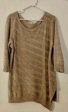 New York  Company Women  s Sweater XL Beige Gold Metallic Long Sleeve