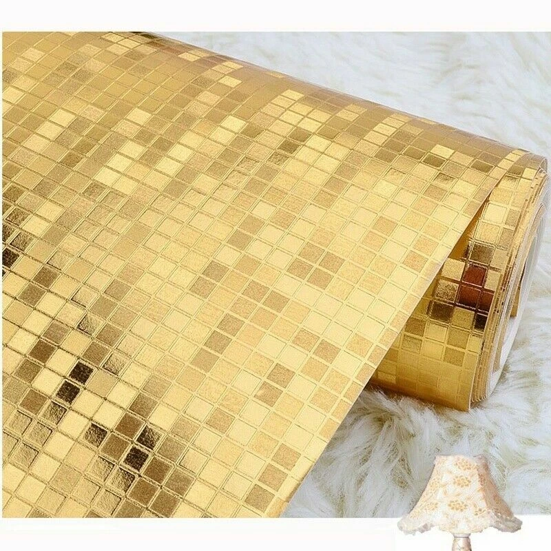 3D Waterproof Gold Folis Glitter Wallpaper KTV Bar Counter Column Wall Decor DIY - Image 2 of 4