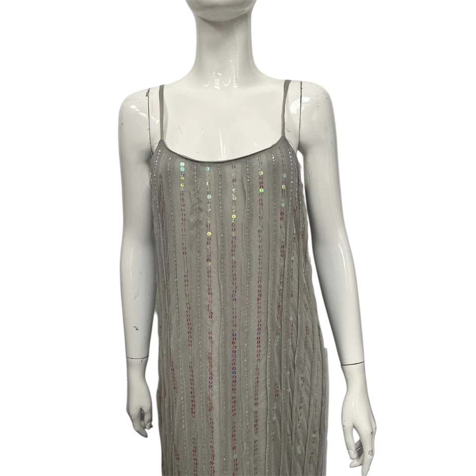 Vintage 90's y2k Bleu Clair Robe Paillettes 10-12 Flapper 1920's Style Fête Bal - Photo 3/4