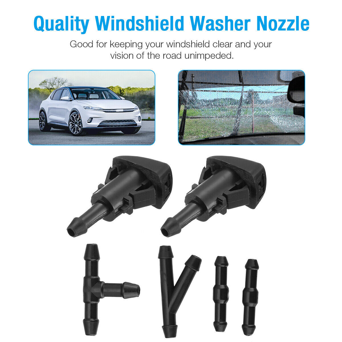 専用4点セット 2M W/Connector Windshield Wiper Washer Nozzle Hose Kit