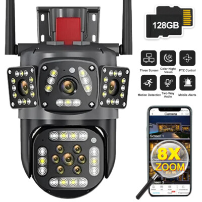 8X ZOOM Überwachungskamera Aussen 6K 12MP WLAN PTZ WiFi IP Kamera Outdoor Alert*