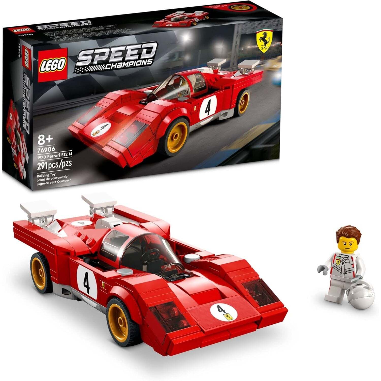 Конструктор LEGO Speed Champions: Ferrari 512 M 1970 года выпуска - 291 деталь [LEGO, #76906]