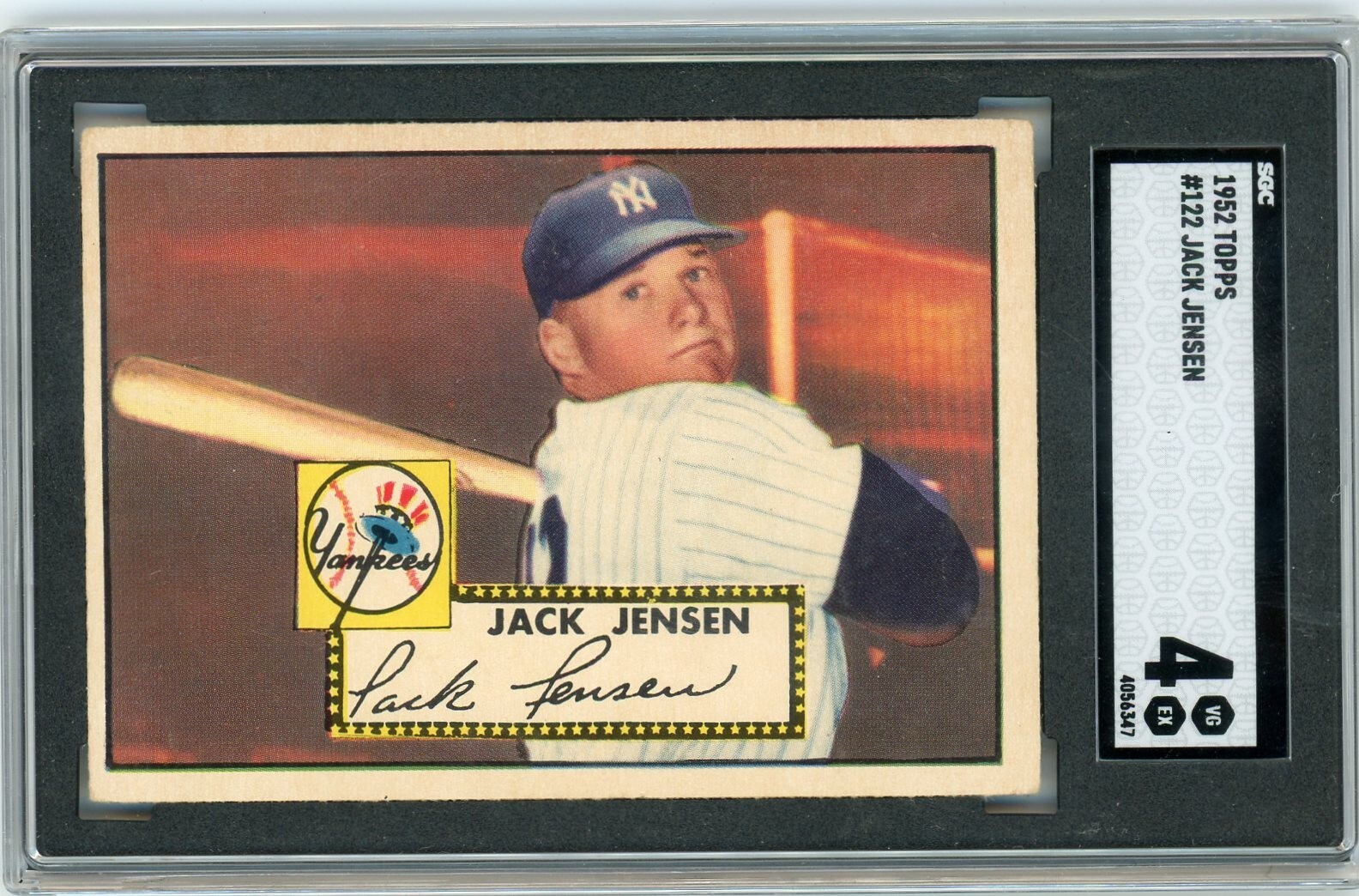 1952 Topps Jack Jensen #122 Red Back SGC 4 New York Yankees