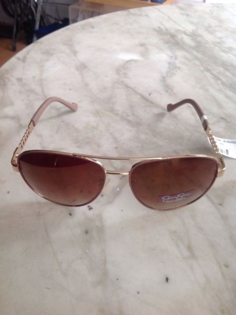 JESSICA SIMPSON 5359 GOLD Rose NUDE TAN AVIATOR MIRROR  display picture 1