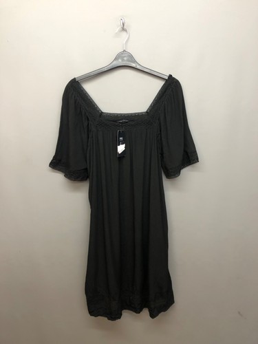 NEU M&S schwarz Midi Schnürtunika Kleid UK 14 EUR 42 UVP £39,50 - Bild 2 von 13