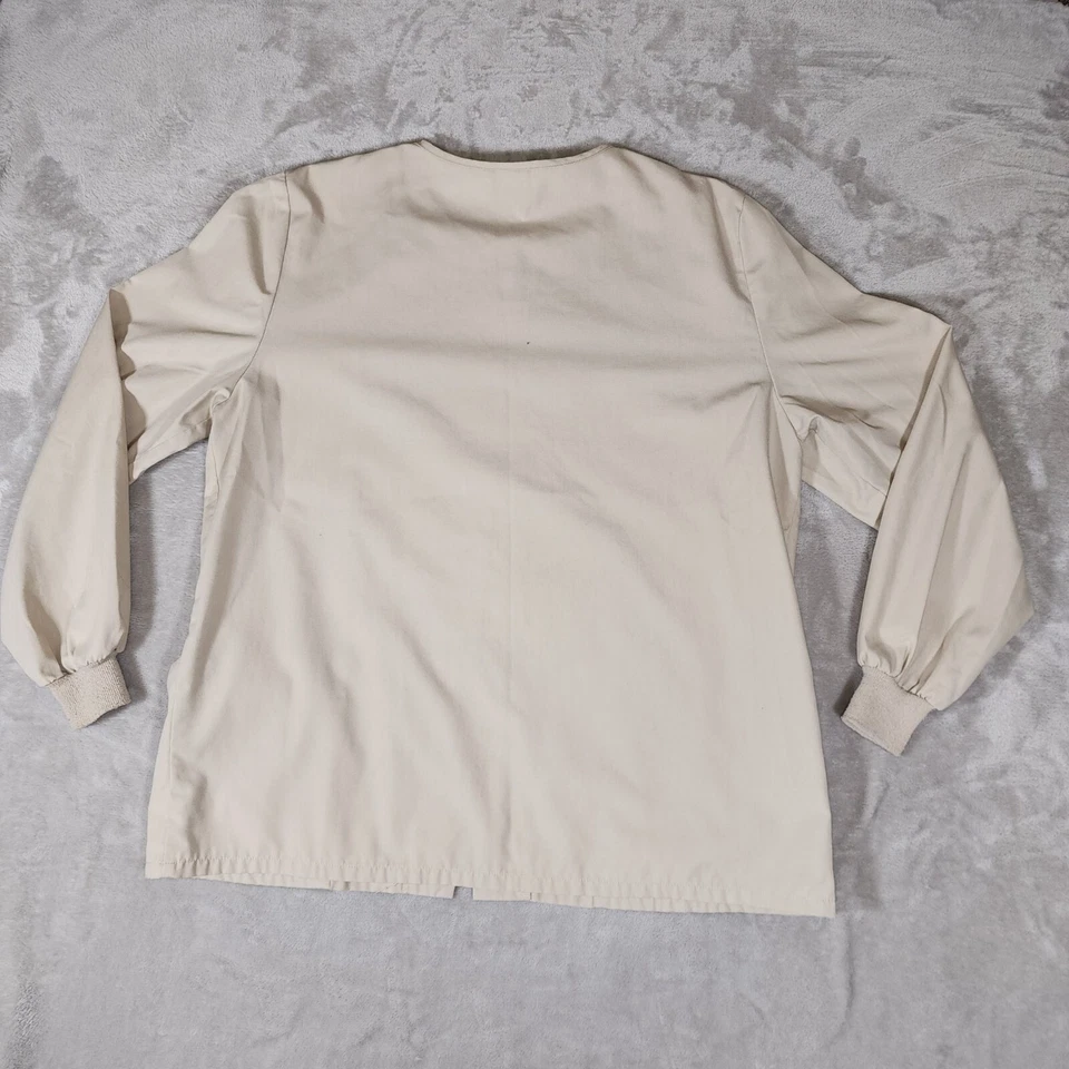 Cherokee Workwear Scrub Top Womens Large Tan Long Sleeve Snap Medical Nurse Tech - Image 2 of 4