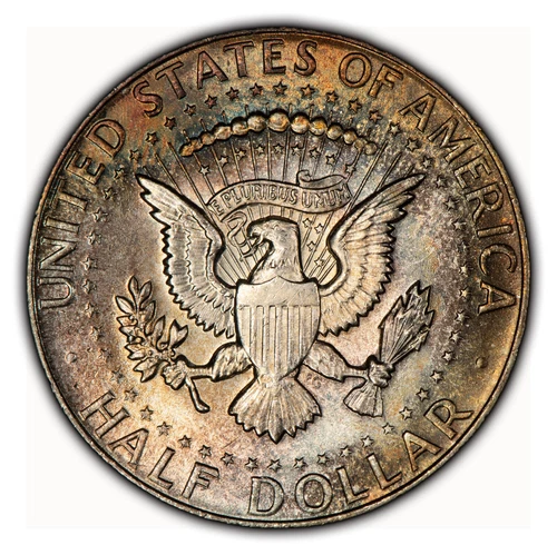 1964 50c Kennedy Silver Half Dollar - Colorful Speckled Toning - BU - SKU-Z3904