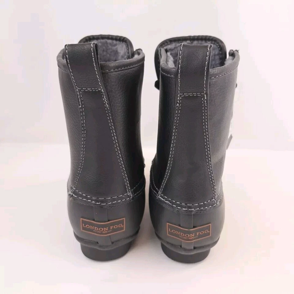 London Fog Womens LFM Sutton Black Leather Size 7 M Duck Waterproof Boots - Image 3 of 4