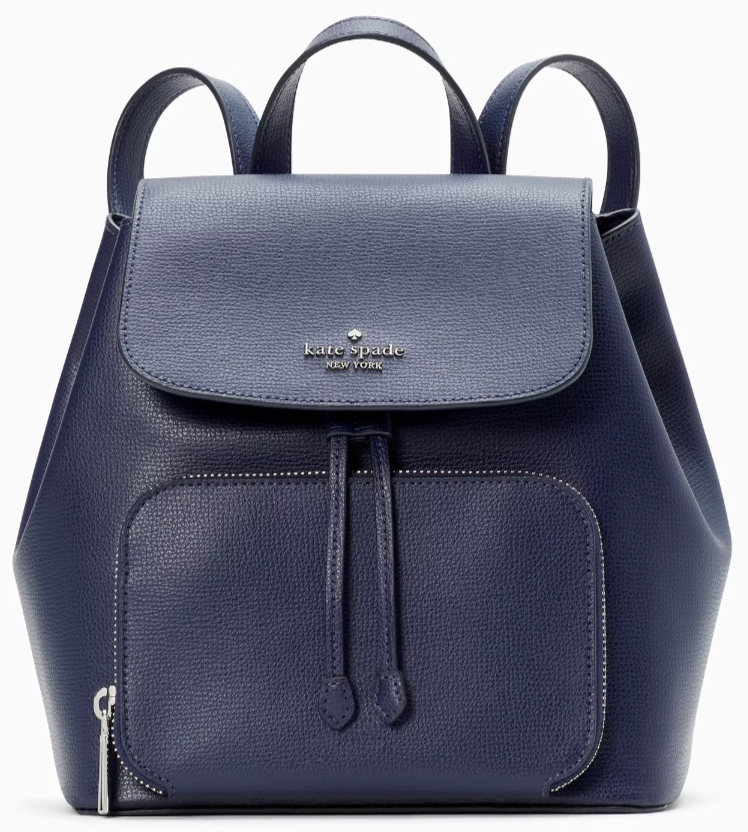 Kate Spade Kristi Medium Flap Backpack Navy Blue Leather Bag KA695