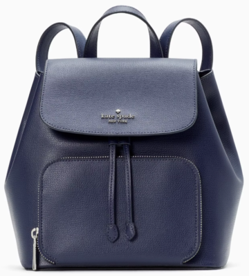 Kate Spade Kristi Medium Flap Backpack Navy Blue Leather Bag KA695