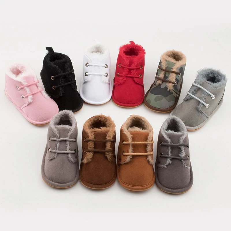Baby Girls Boys Newborn Infant Soft Sole Shoes Flat Warm Fur Lined Boots Winter - Image 2 of 4