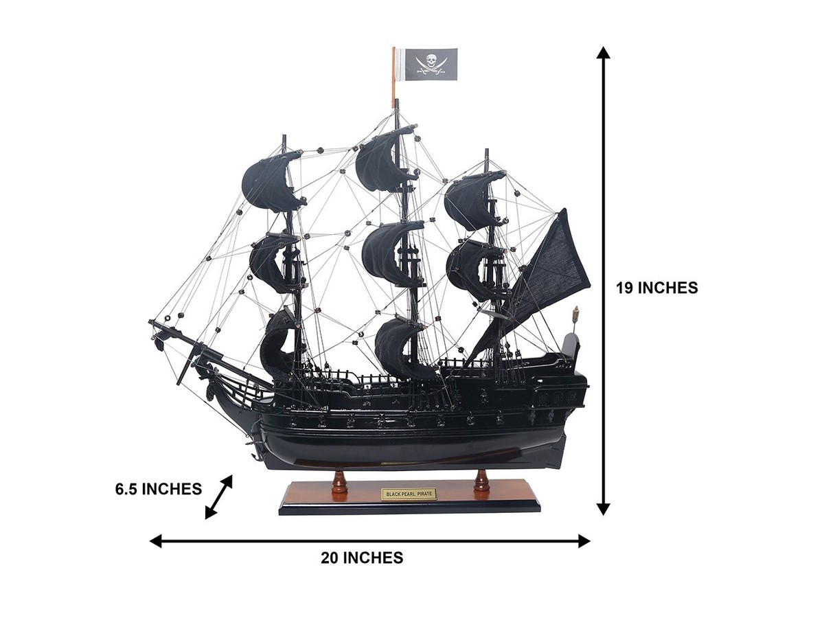 Black Pearl Pirate Small Ship Model Handmade Wooden 20 Inches