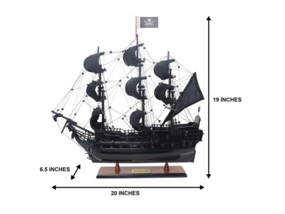 Black Pearl Pirate Wooden Ship Model Handmade 20