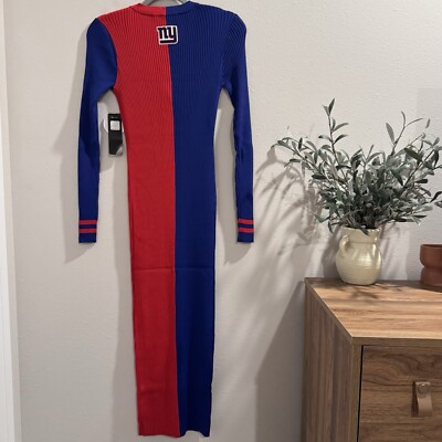 Staud NWT Medium Blue Red New York Giants Shoko Knit Button-Up Sweater Dress  NFL | eBay