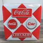 Vintage Coca-Cola Brand 2003 Collector's Checkers Game Set In Metal Tin Box OBN