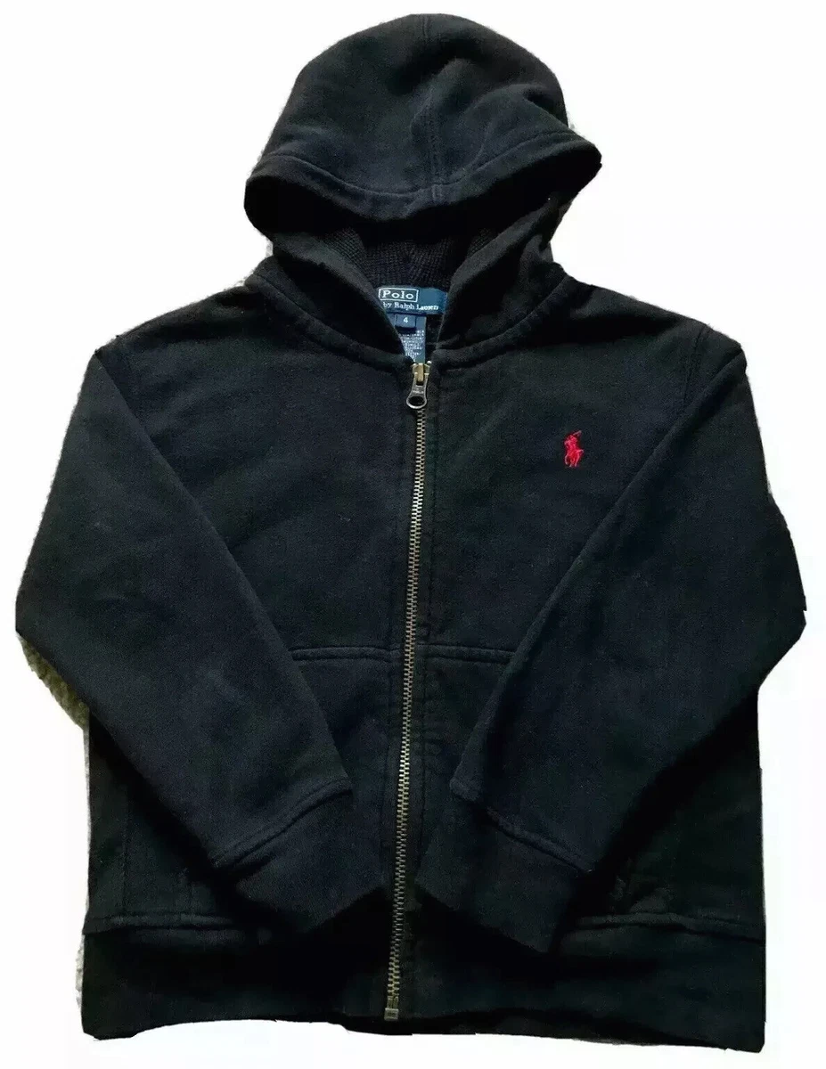 POLO RALPH LAUREN WINDBREAKER HOODIE FULL ZIP BLACK/w RED LOGO (PS) SIZE 4