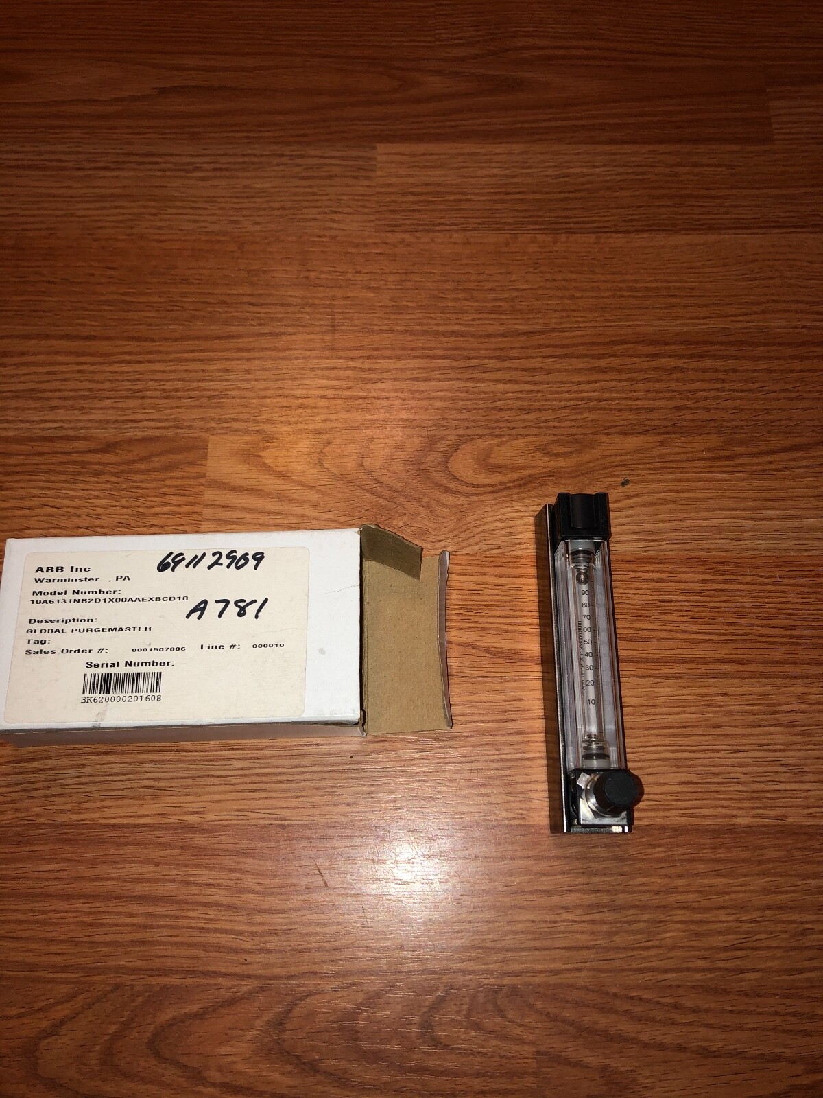 ABB 10A6131NB2D1X0 Purgemaster with 3" meter tubeGLASS TUBE PURGE METER