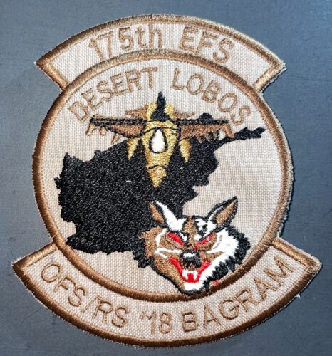 USAF DCU 175th EFS F-16 Falcon OFS/RS 2018 Bagram Patch Hook & Iron-On New A305 - Afbeelding 1 van 2