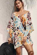 Anthropologie Printed Coverup Kimono Tunic Dress S M Women's Casual NWD 33503