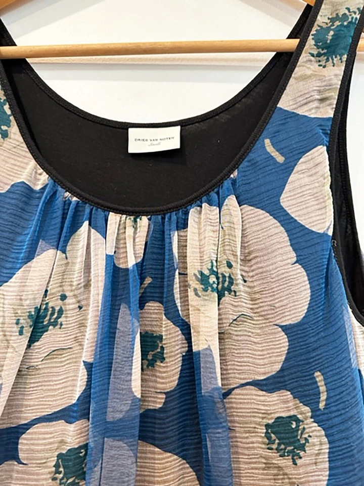 Designer Dries Van Noten Size S Silk & Cotton Floral Stunning Women's Top - Imagem 3 de 4