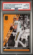 2018 Donruss Elite Aaron Rodgers Primary Colors Orange /25 #PC9 PSA 10 POP 1!