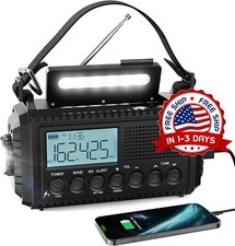 Radio Meteorol gica De Emergencia Solar Port til Con Manivela AM/FM/SW/NOAA NEW.