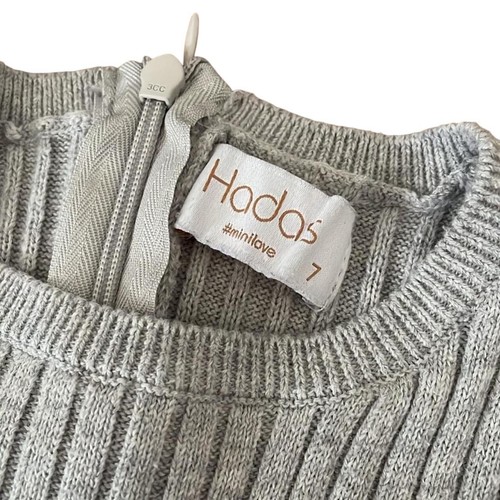 Hadas by Kidichic Girls Fit And Flare Dress Size 7 Gray Knit Top Knee Length - Picture 6 of 6